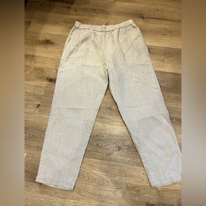 Eileen Fisher Organic Linen Tapered Pant Beige Medium Ankle